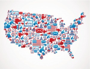 US Election 2016 map of voting symbols