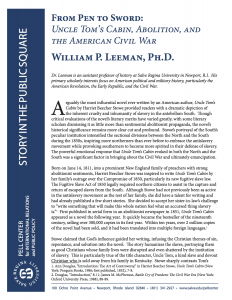 Cover image for "From Pen to Sword- Uncle Tom’s Cabin, Abolition, and the American Civil War" by William Leeman.