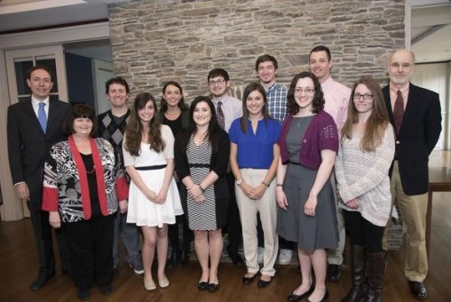 Recipients of the Pell Medal for U.S. History pose with Clay Pell at the University of Rhode Island.