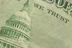 close up of the capitol building on a United States bank note