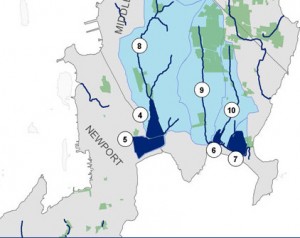 Cropped image of the map for the city of Newport's watershed.