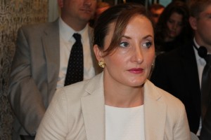 Pell Center Senior Fellow Francesca Spidalieri looks away from the camera at a cybersecurity conference in Rome, Italy.