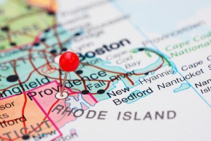 closeup map of the northeast with providence, rhode island pinned and in focus