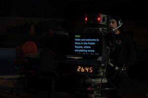 Photo of teleprompter for Story in the Public Square