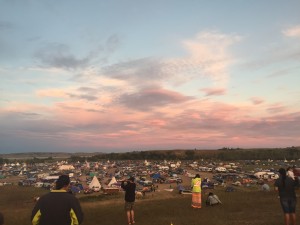 north dakota access pipeline campsite at sunset