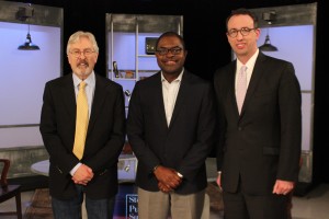 G. Wayne Miller and Jim Ludes pose with Dr. Scott Irvin