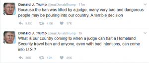Donald Trump Tweets After Judge Rules on travel ban