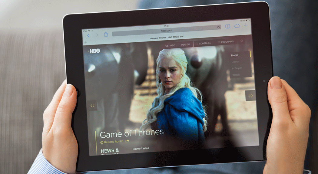 Ipad with HBO's Game of Thrones on the screen.