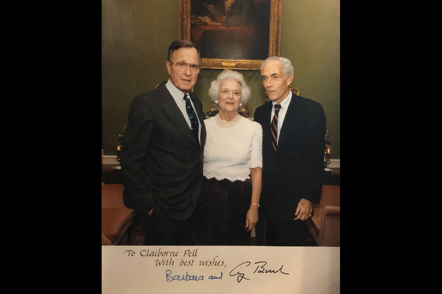 Claiborn Pell with George and Barbara Bush